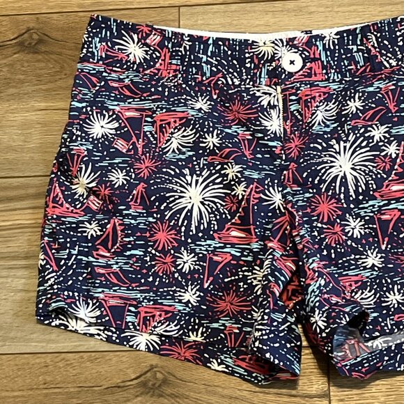 Lilly Pulitzer The Callahan Shorts SZ 8 Sparks Fly Glow in the Dark Patriotic - Picture 2 of 13